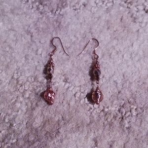 Twisted Wire Rosetone Bead Earrings💜